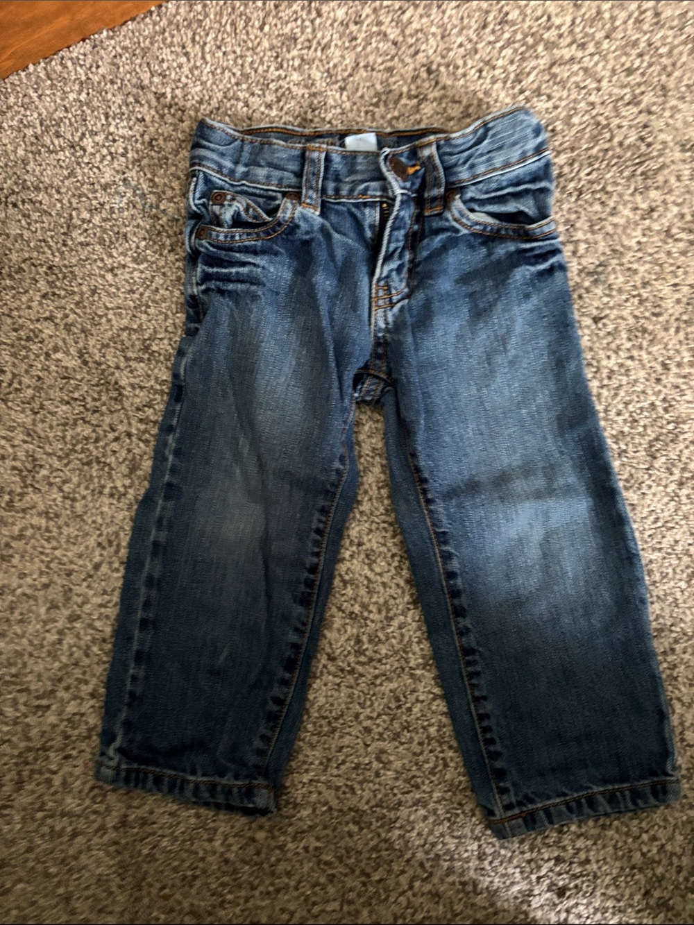 Janie and Jack Denim Jeans in Medium Blue with Contrast Stitching